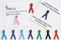 Awareness Ribbon Lapel Pins. Custom Printed Nationally Accepted Awareness Colors to Support Your Cause or Event