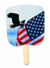 Patriotic Hand Fans. Hand Held Promotional Stick Fans in Americana, Flag and Political Designs. Full Color, Quick Ship & Stock Shapes