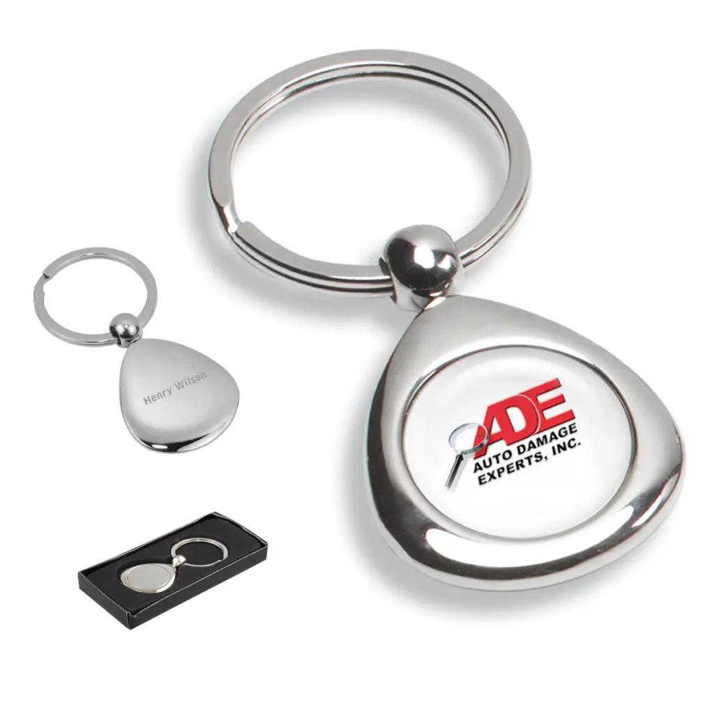 Custom metal keychains with a full-color logo and gift box