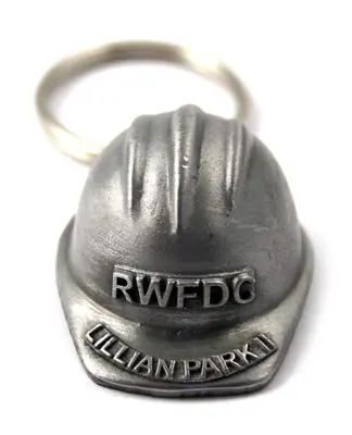 Metal hard hat keychain with custom logo, a groundbreaking ceremony giveaway