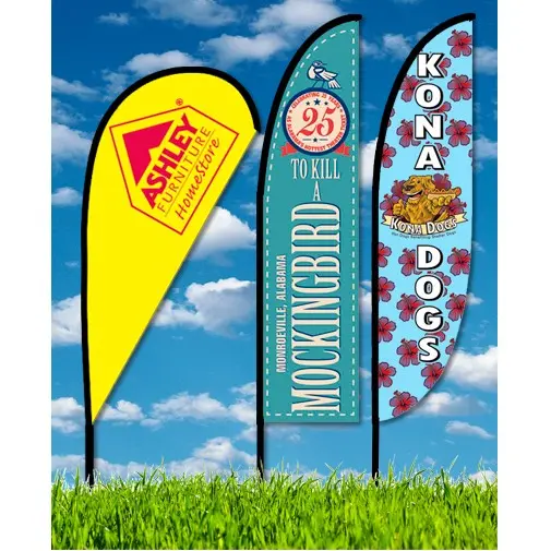 Single sided custom flag stand for grand opening events