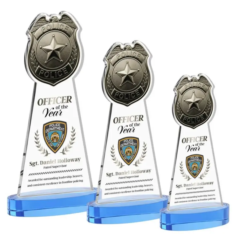 Commemorative police badge display award for department recognition