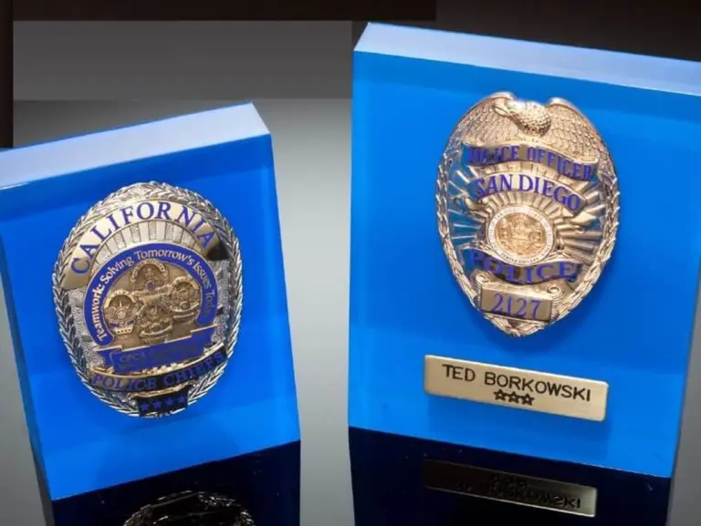 Custom lucite police badge award for law enforcement recognition