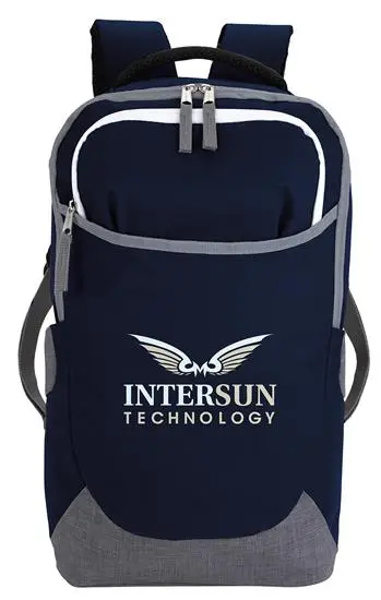 Laptop computer backpack with custom company logo, technology corporate gift