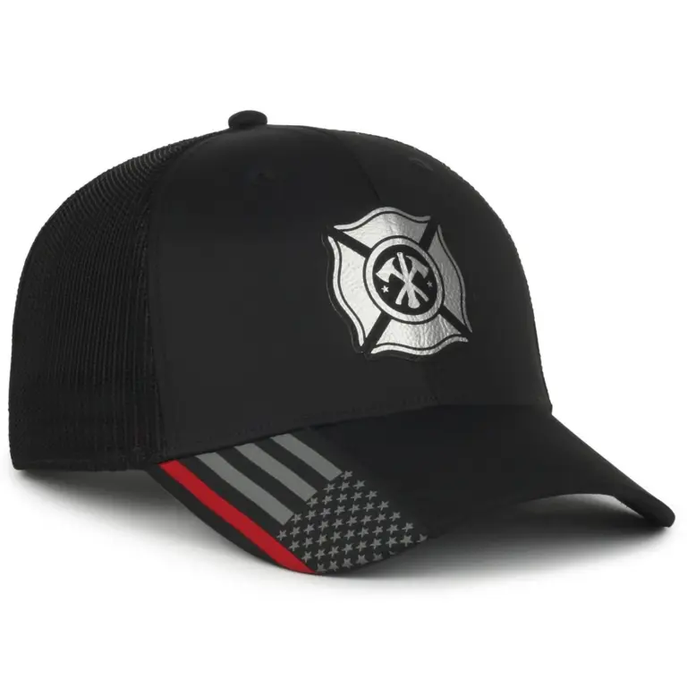 Police department mesh back service flag cap with custom embroidered logo