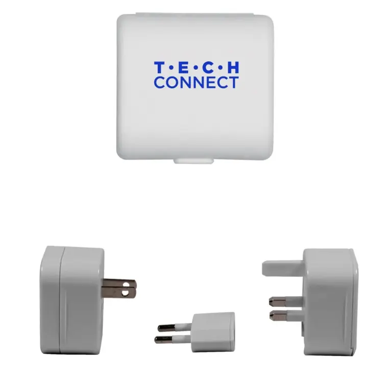 Travel adapter with custom logo, technology promotional gift for business travelers