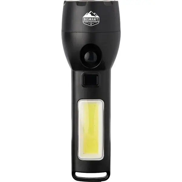 Solar powered rechargeable COB flashlight with custom logo, outdoor promotional gift