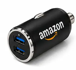 Black dual USB car charger with a custom logo