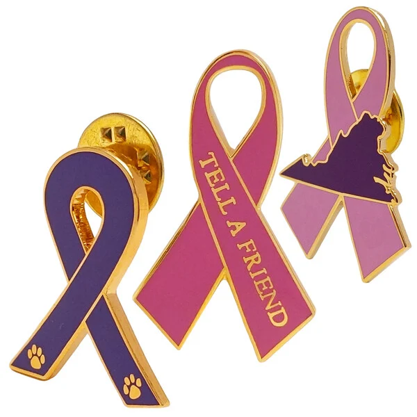 Custom ribbon awareness lapel pin, non profit and charity promotional product