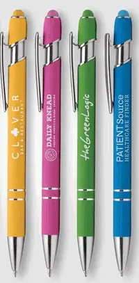 Colorful stylus pens with a custom logo imprint