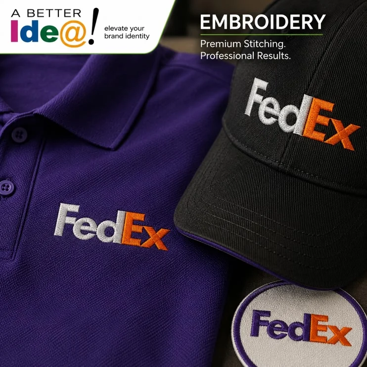 Embroidered polo shirt and cap with company logo