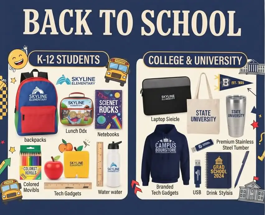 Back to School Promotional Products & Custom School Swag for Universities, Colleges, K-12 Schools and PTA Fundraisers