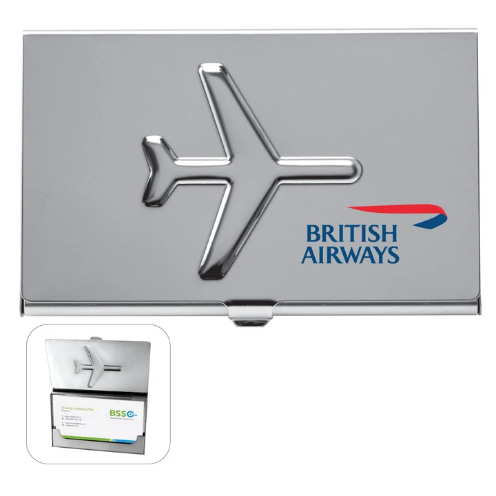 Metal airplane business card holder case, transportation promotional gift